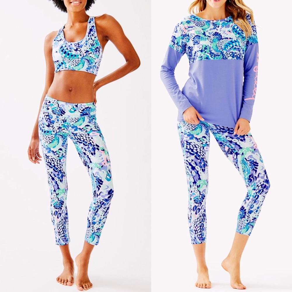Lilly Pulitzer Blue Multi Coral Reef Print Leggings